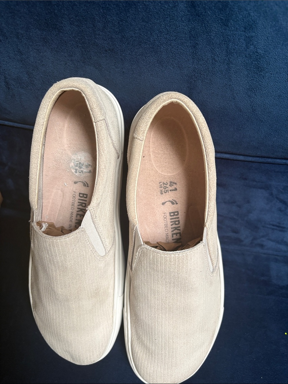 Birkenstock Womens Slip-On Loafers in Beige/Cream